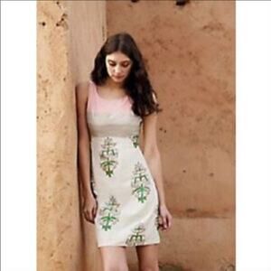 Anthropologie Moulinette Soeurs Majorelle Sleeveless Pink/Green Dress